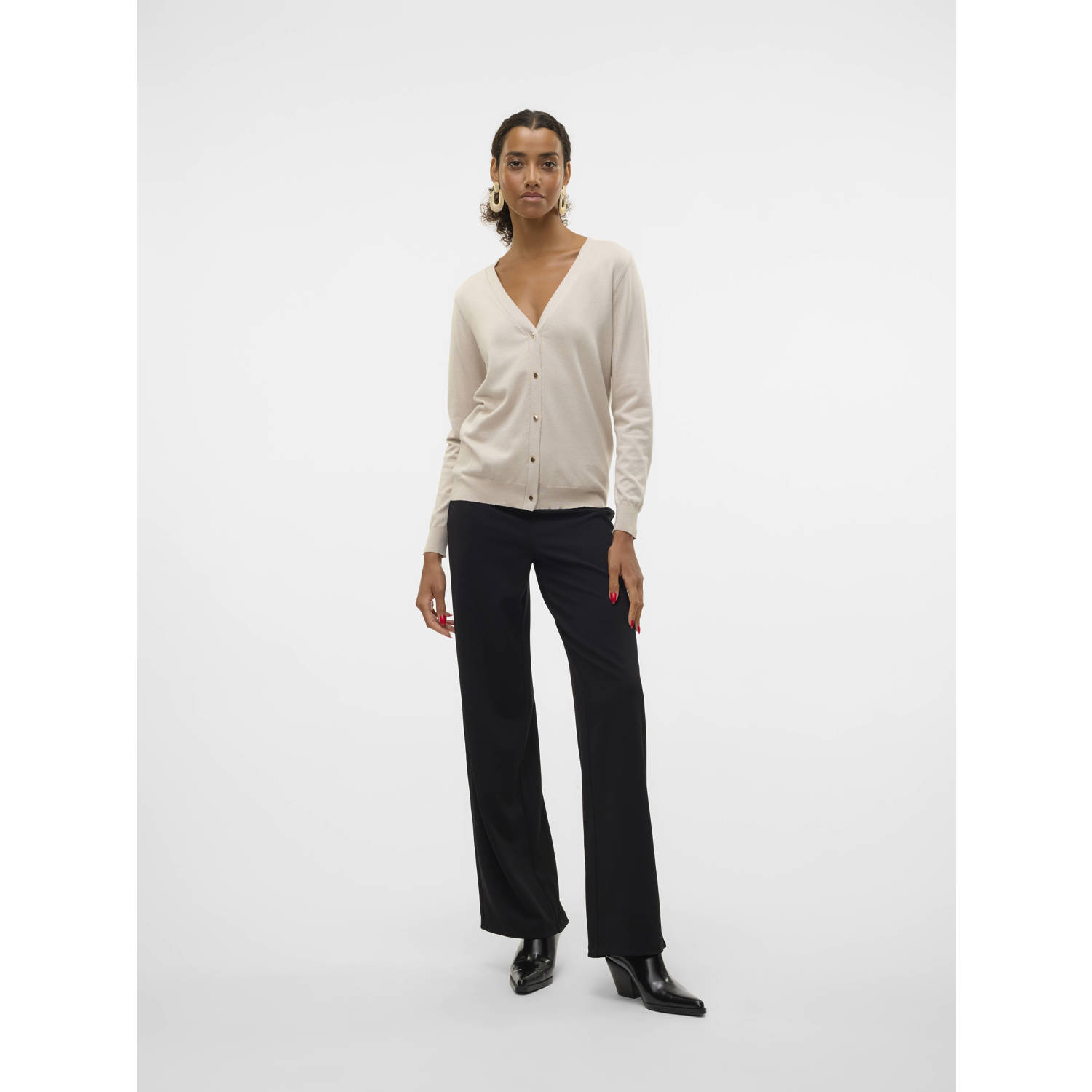 VERO MODA wide leg broek VMBERLIN zwart