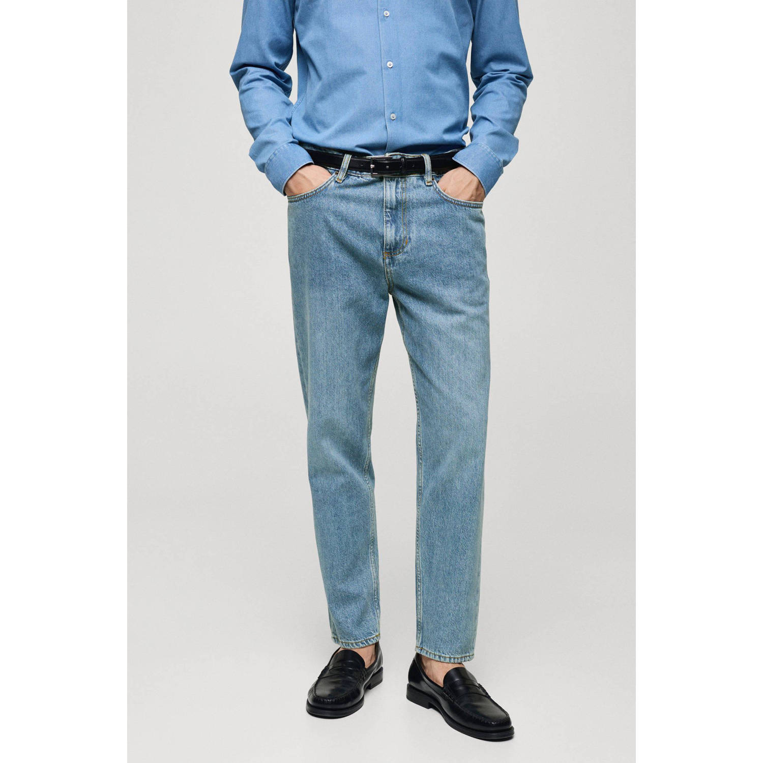 Mango Man tapered fit jeans light blue denim