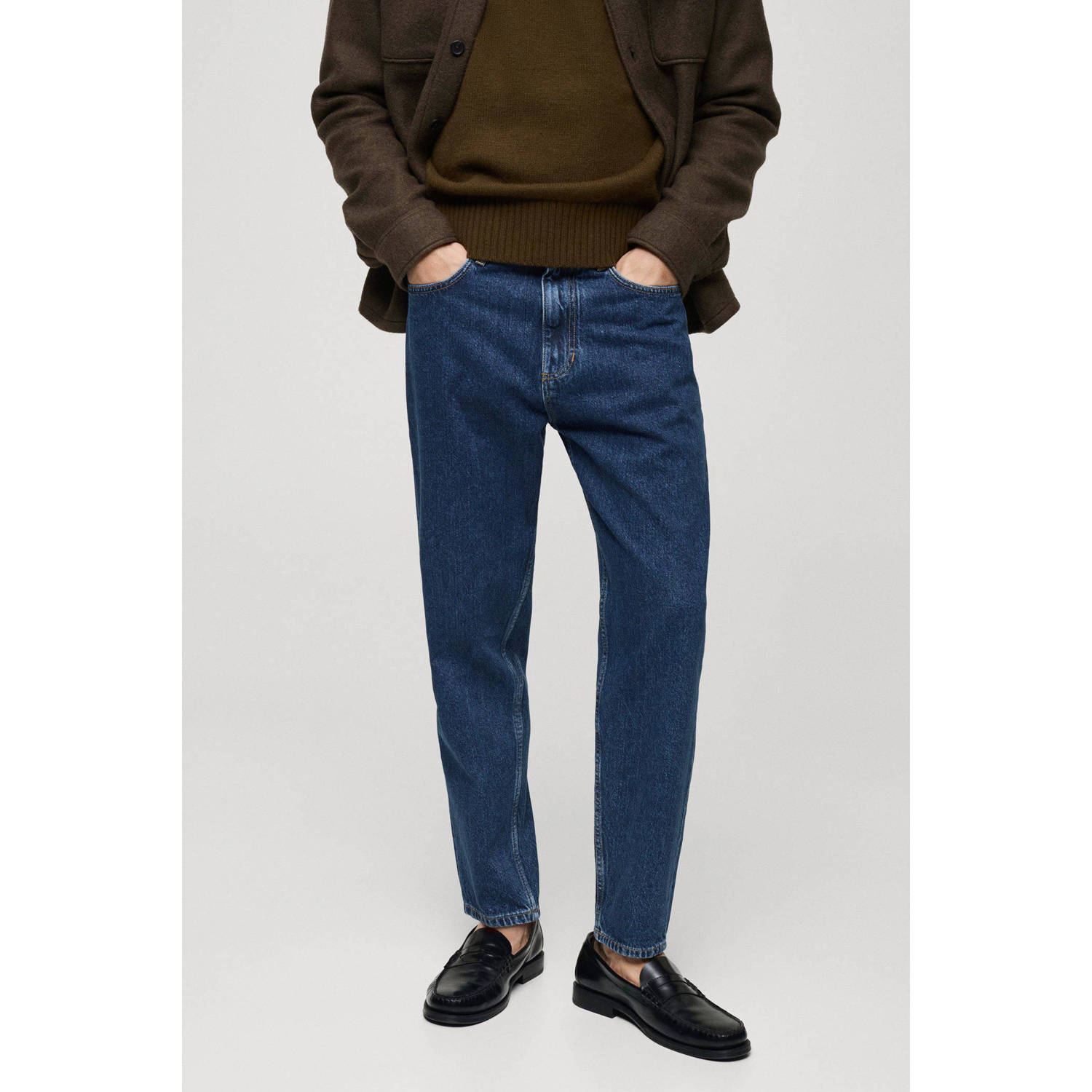 Mango Man tapered fit jeans medium blue denim