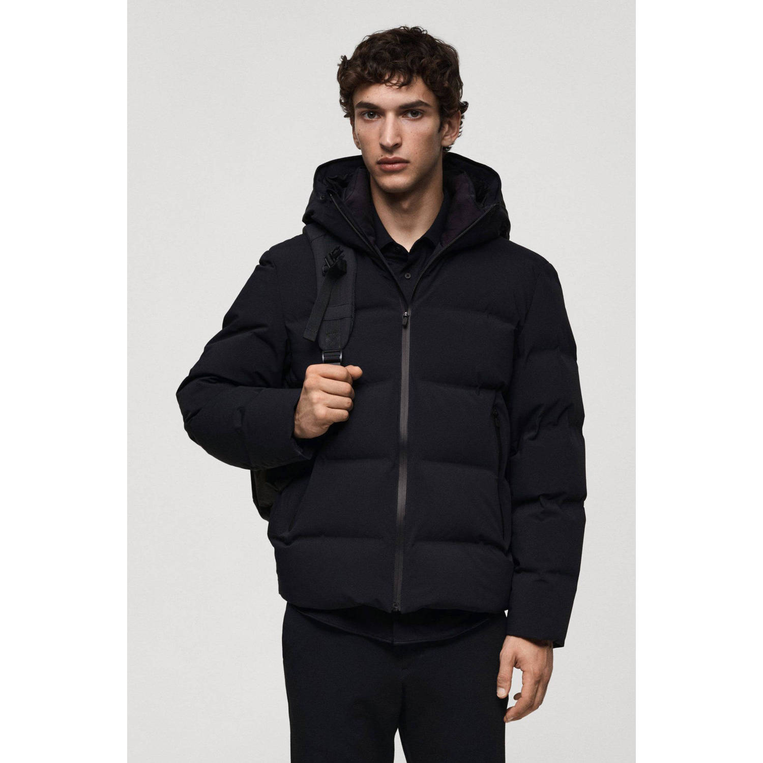 Mango Man gewatteerde jas donkerblauw