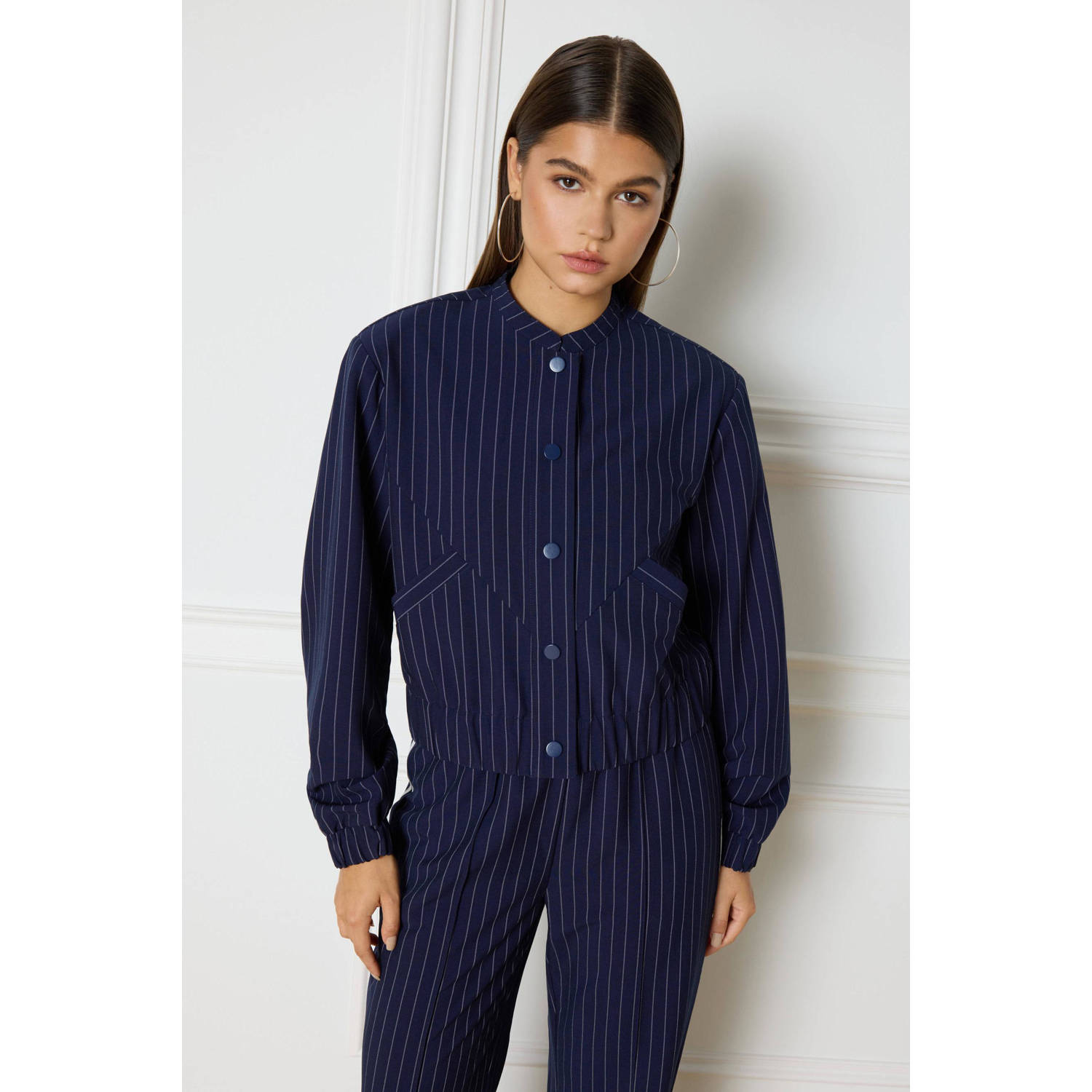 Refined Department jasje Elysia met krijtstreep donkerblauw