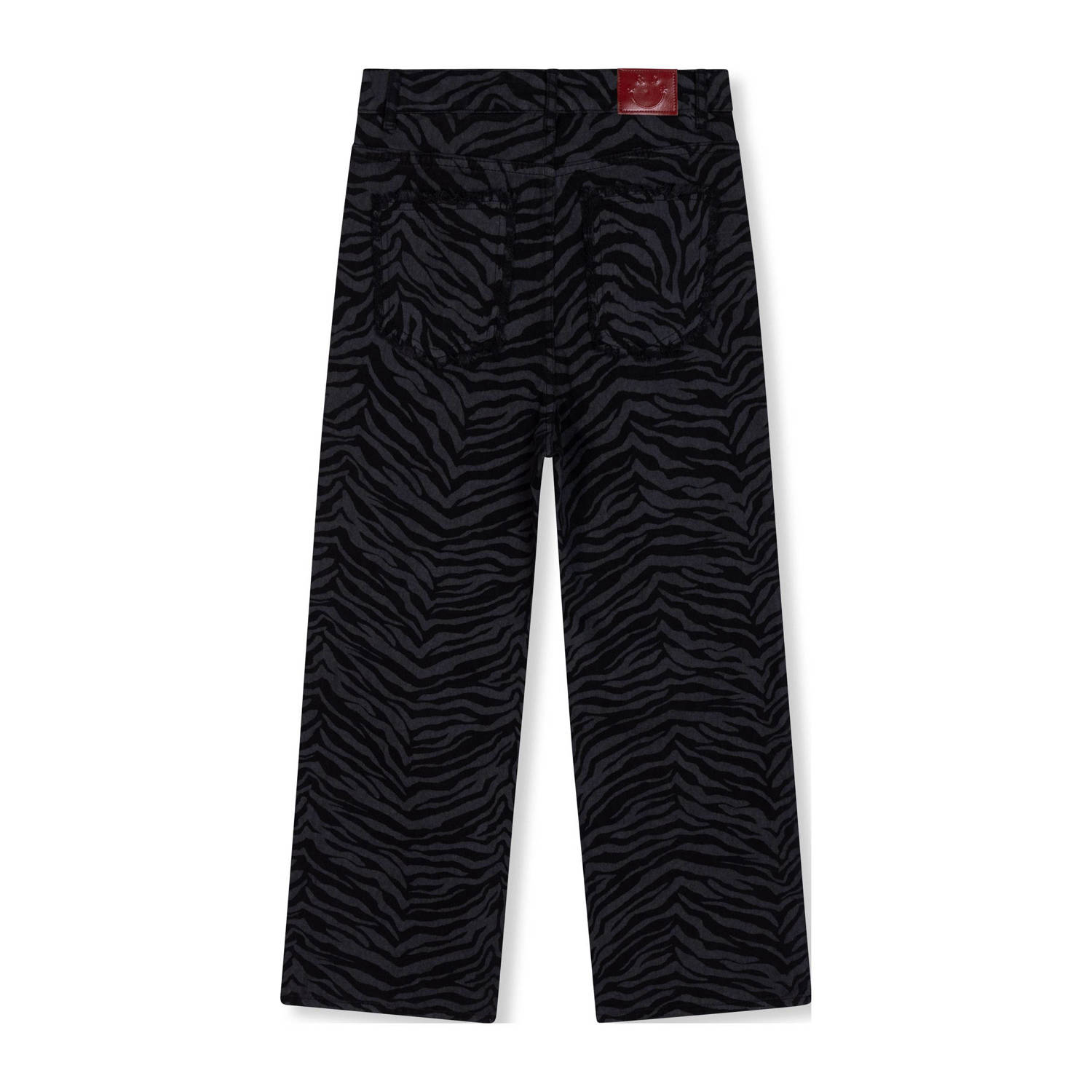 Refined Department high waist straight fit broek Payton met zebraprint grijs