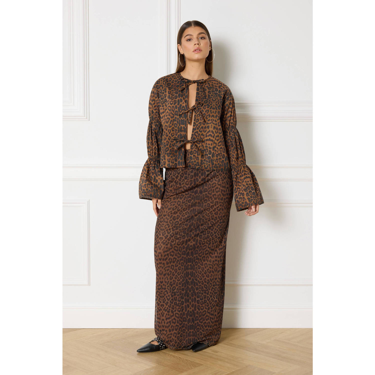 Refined Department blouse Gemma met panterprint bruin
