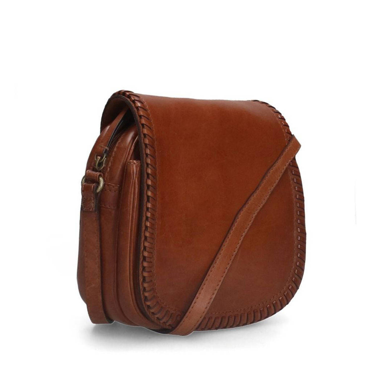Manfield leren crossbody tas cognac