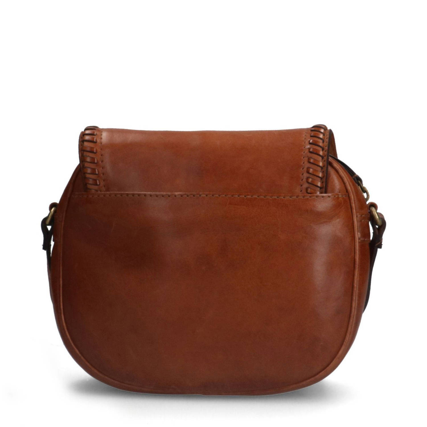 Manfield leren crossbody tas cognac