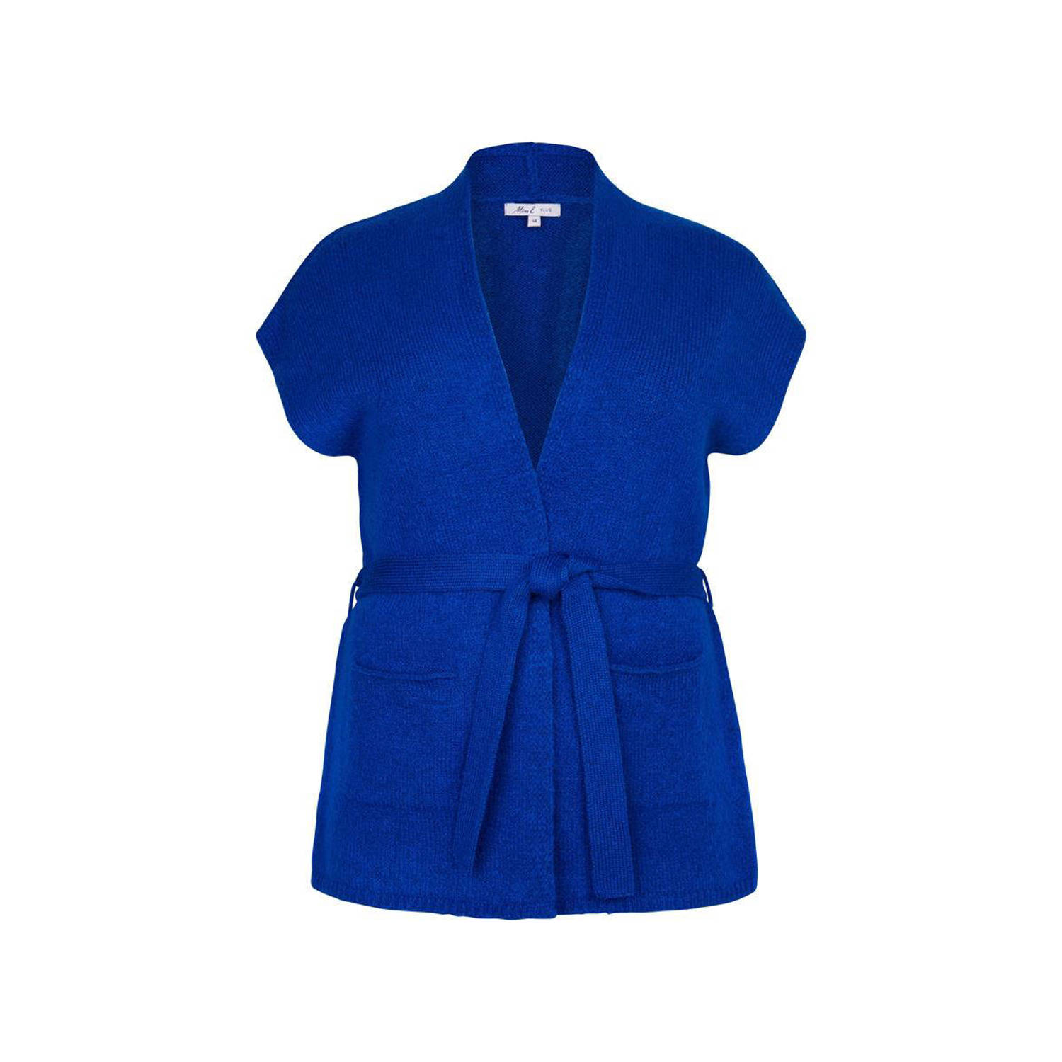 Miss Etam Plus gebreid gilet April blauw