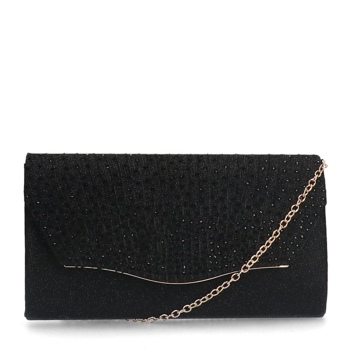 Manfield clutch met glitters zwart