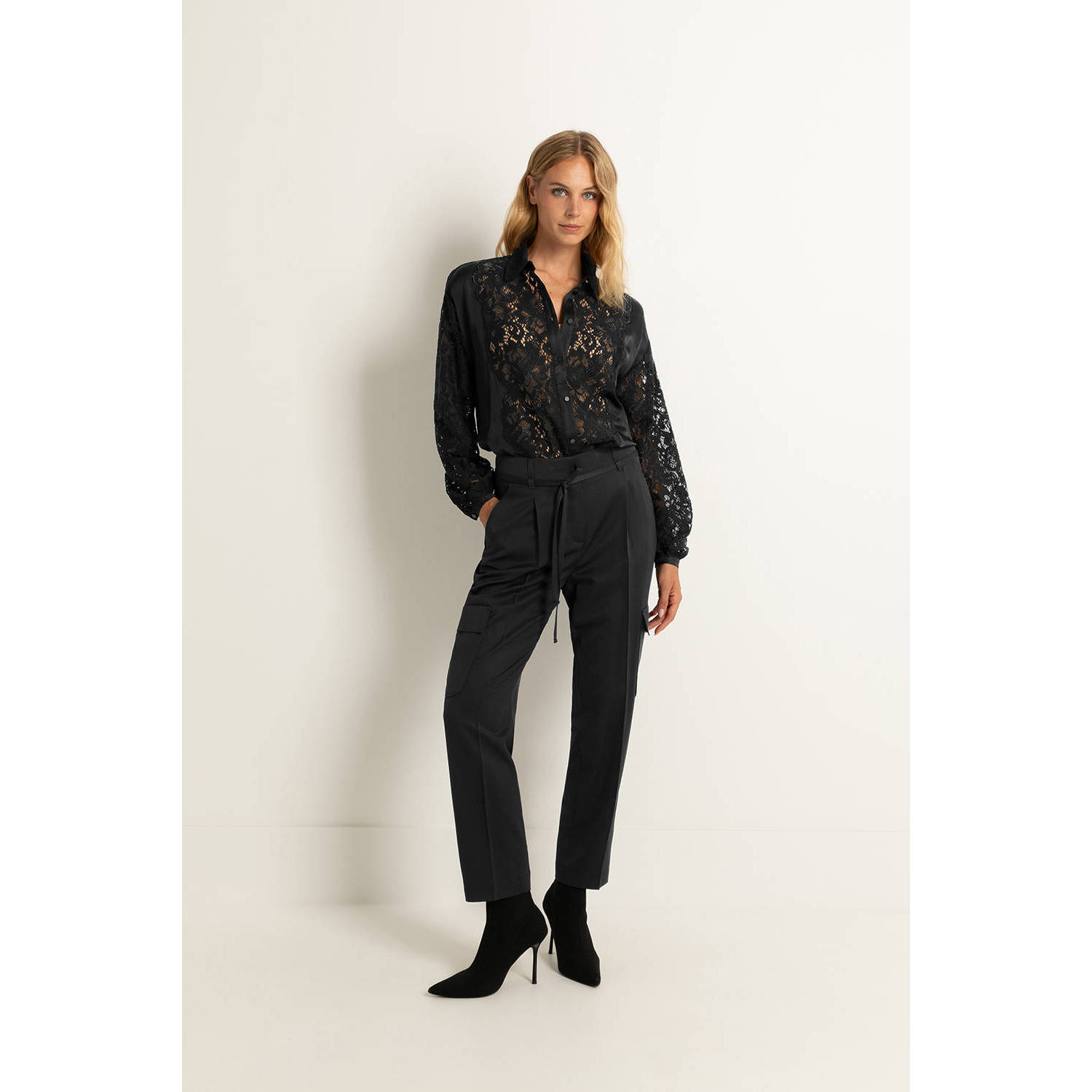 Claudia Sträter high waist loose fit broek zwart