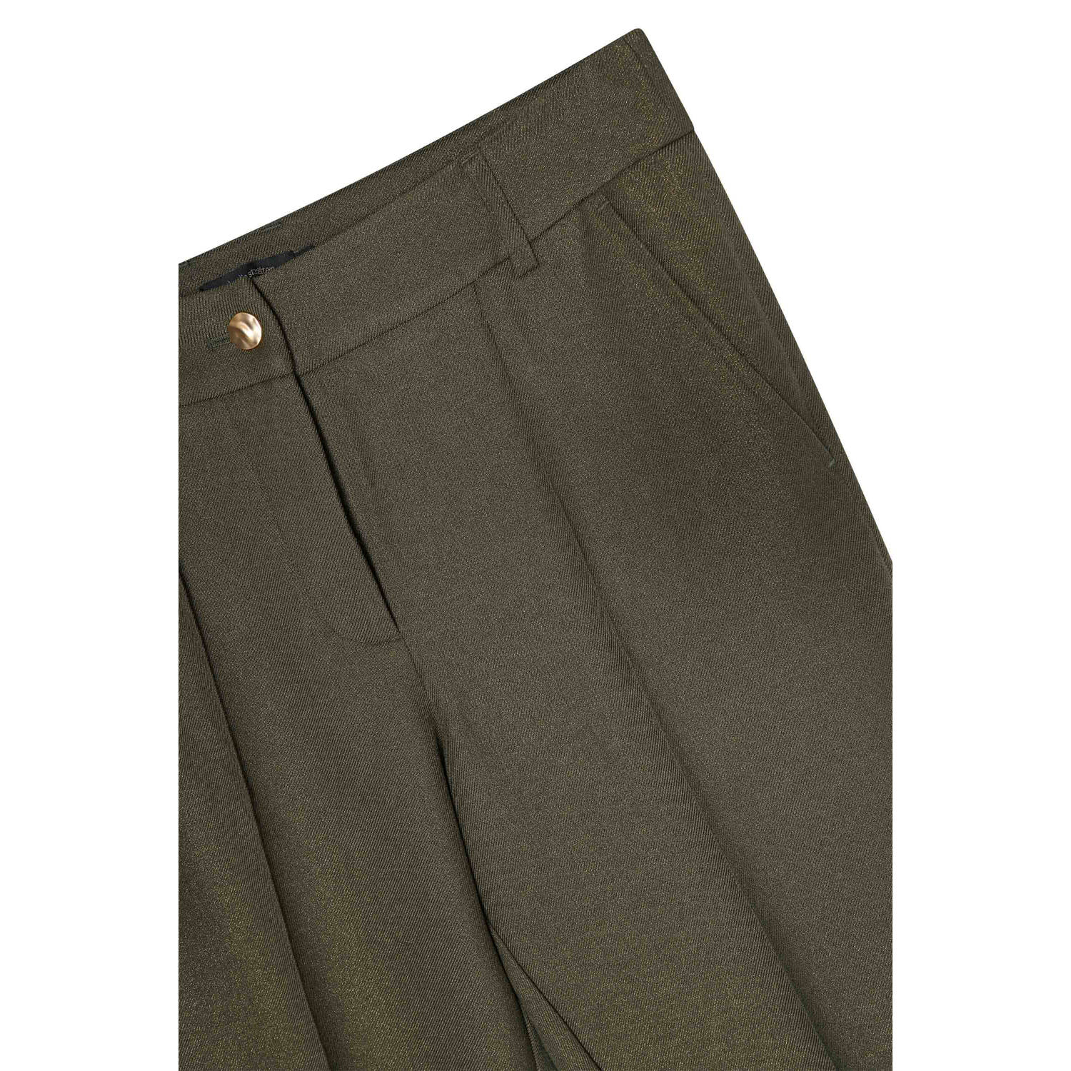 Claudia Sträter high waist straight fit broek donkergroen