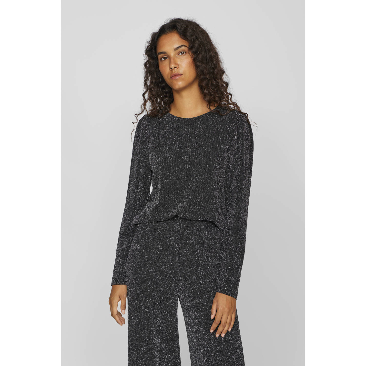 Vila Shirt met lange mouwen en ronde hals model 'ELEINA'