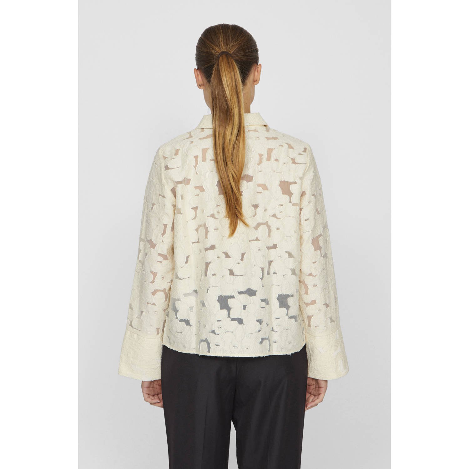 VILA semi-transparante blouse VIHANNIE ecru