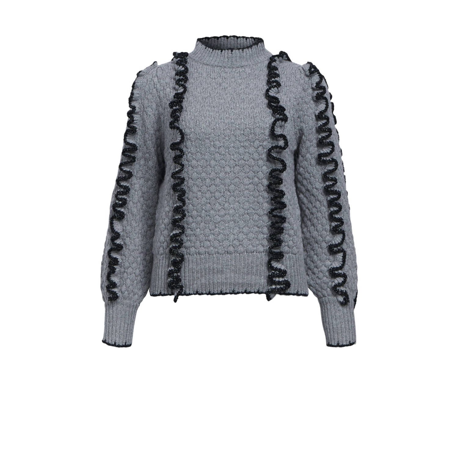 OBJECT gebreide trui met lurex grijs zwart