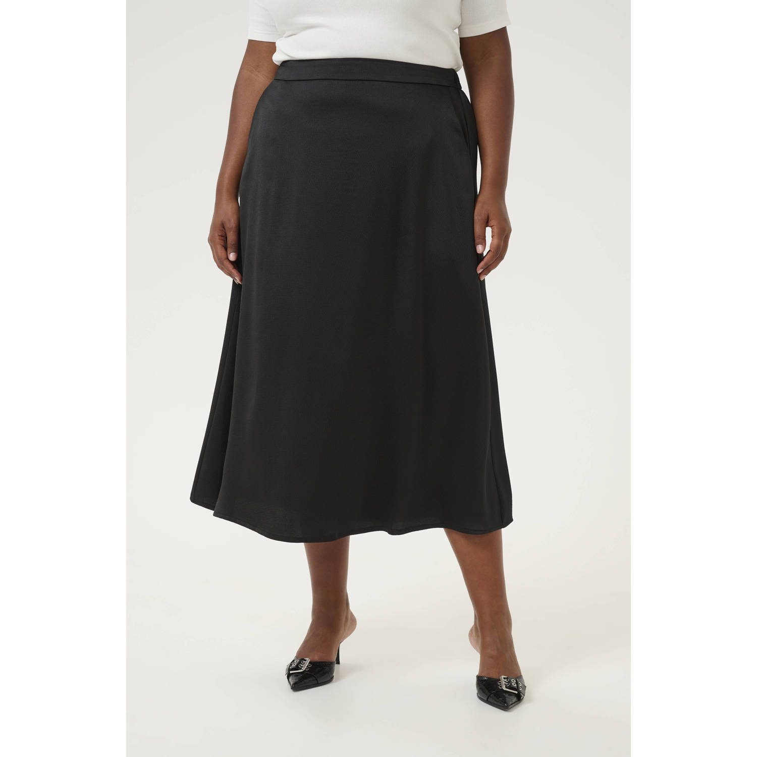 Kaffe Curve Eenvoudige Zwarte Diepe Rok Black Dames