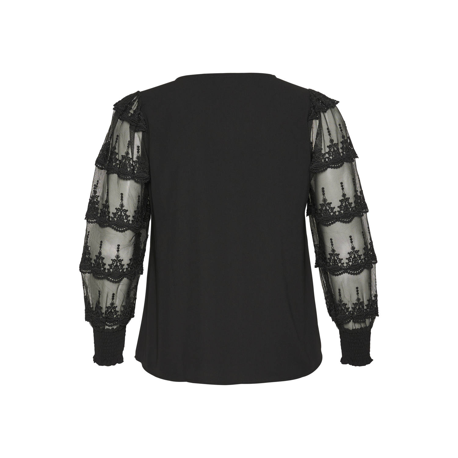Kaffe Curve semi-transparante top KCellis zwart
