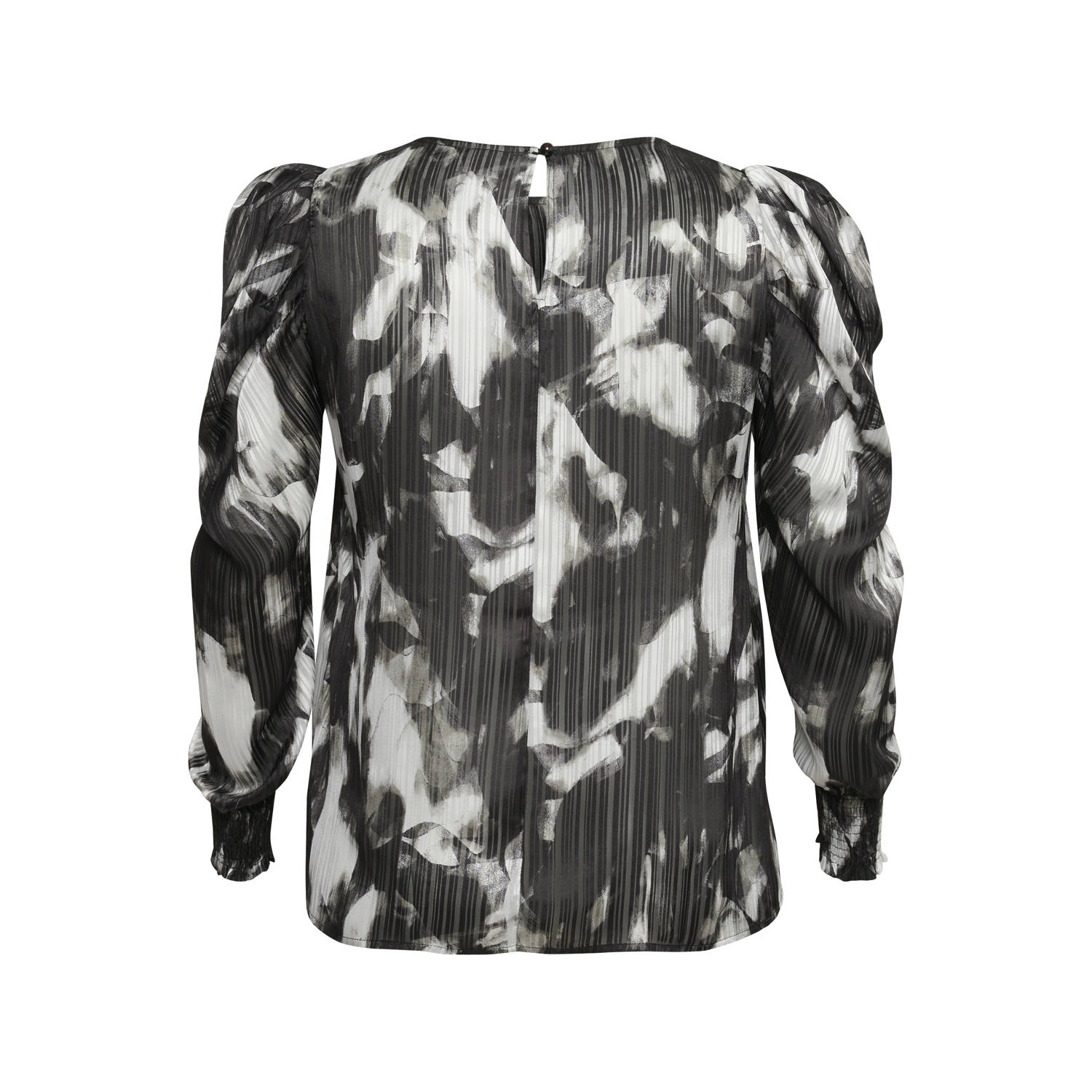 Kaffe Curve top met all over print zwart ecru