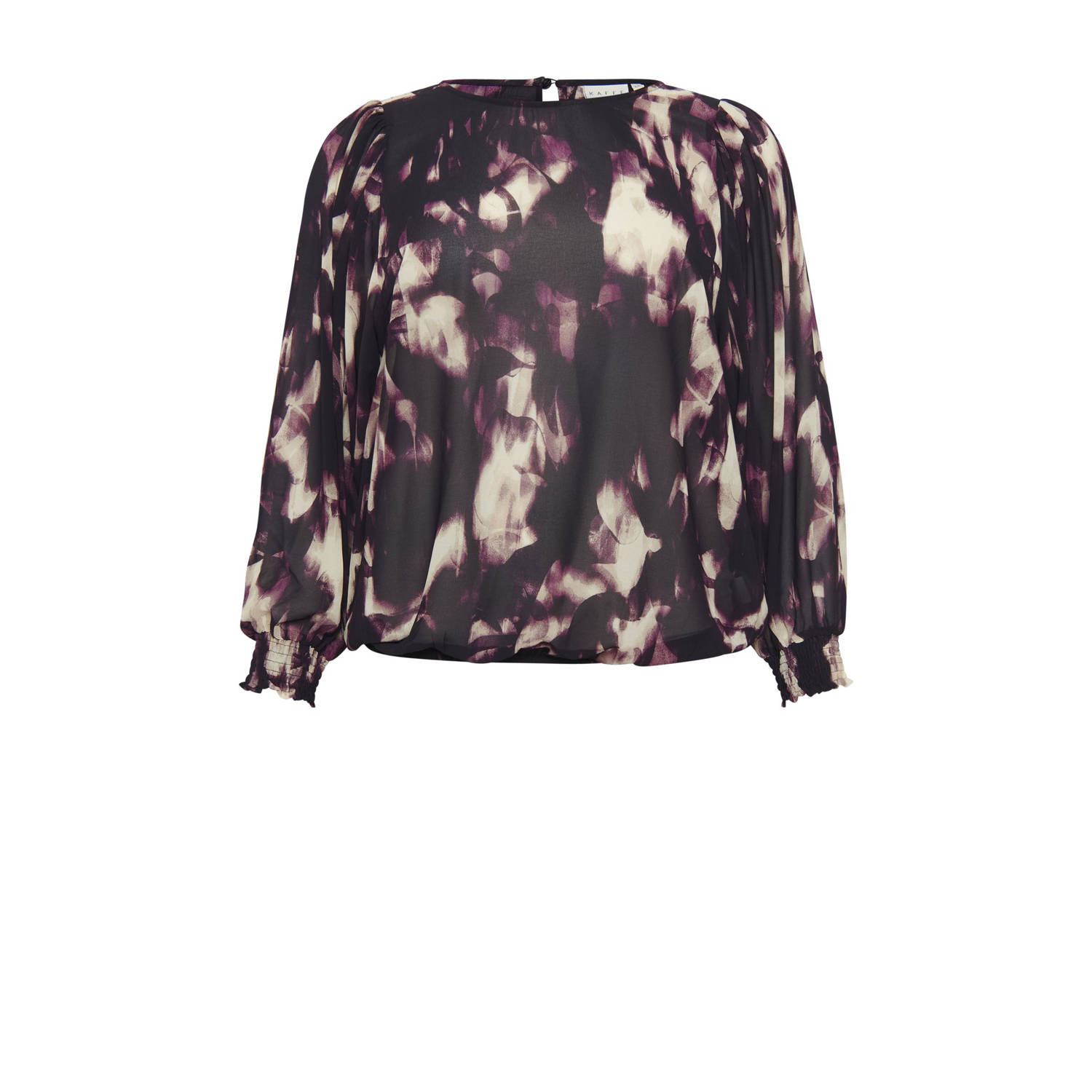 Kaffe Curve Paarse Wazige Grafische Pofmouw Blouse Multicolor Dames