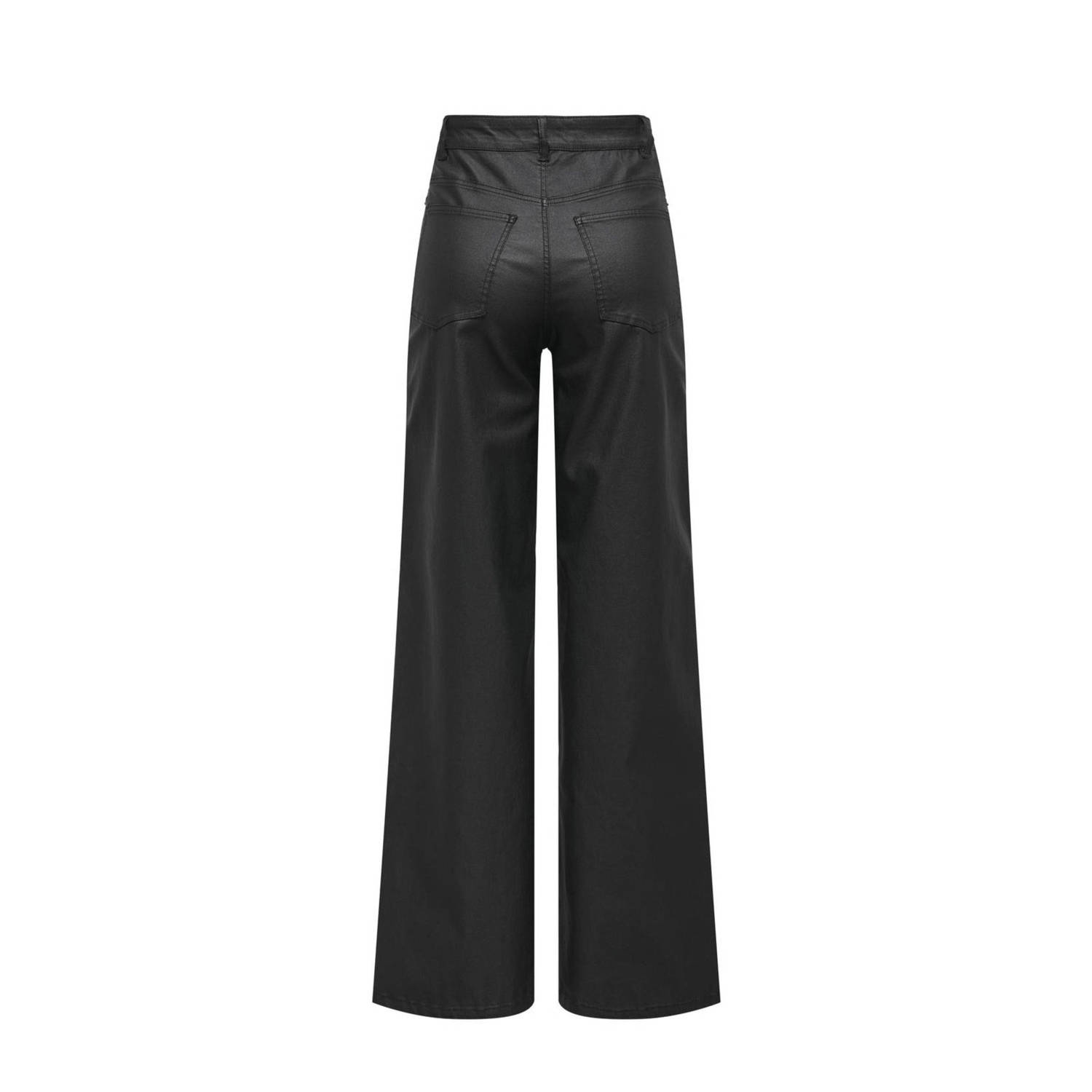 ONLY coated wide leg jeans black denim