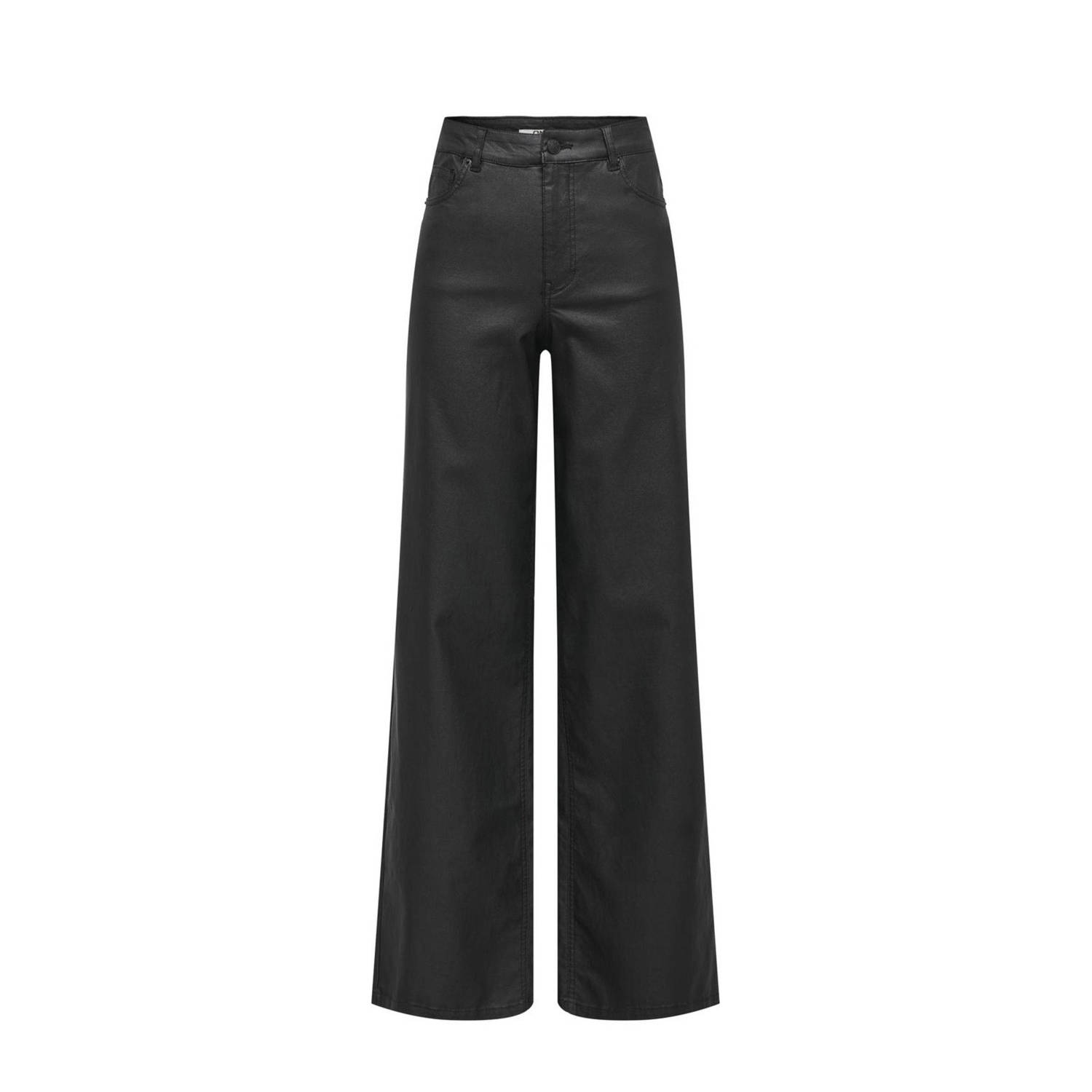 ONLY coated wide leg jeans black denim