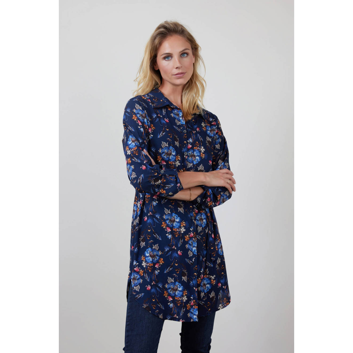 Didi tuniek Jolie met bloemenprint donkerblauw