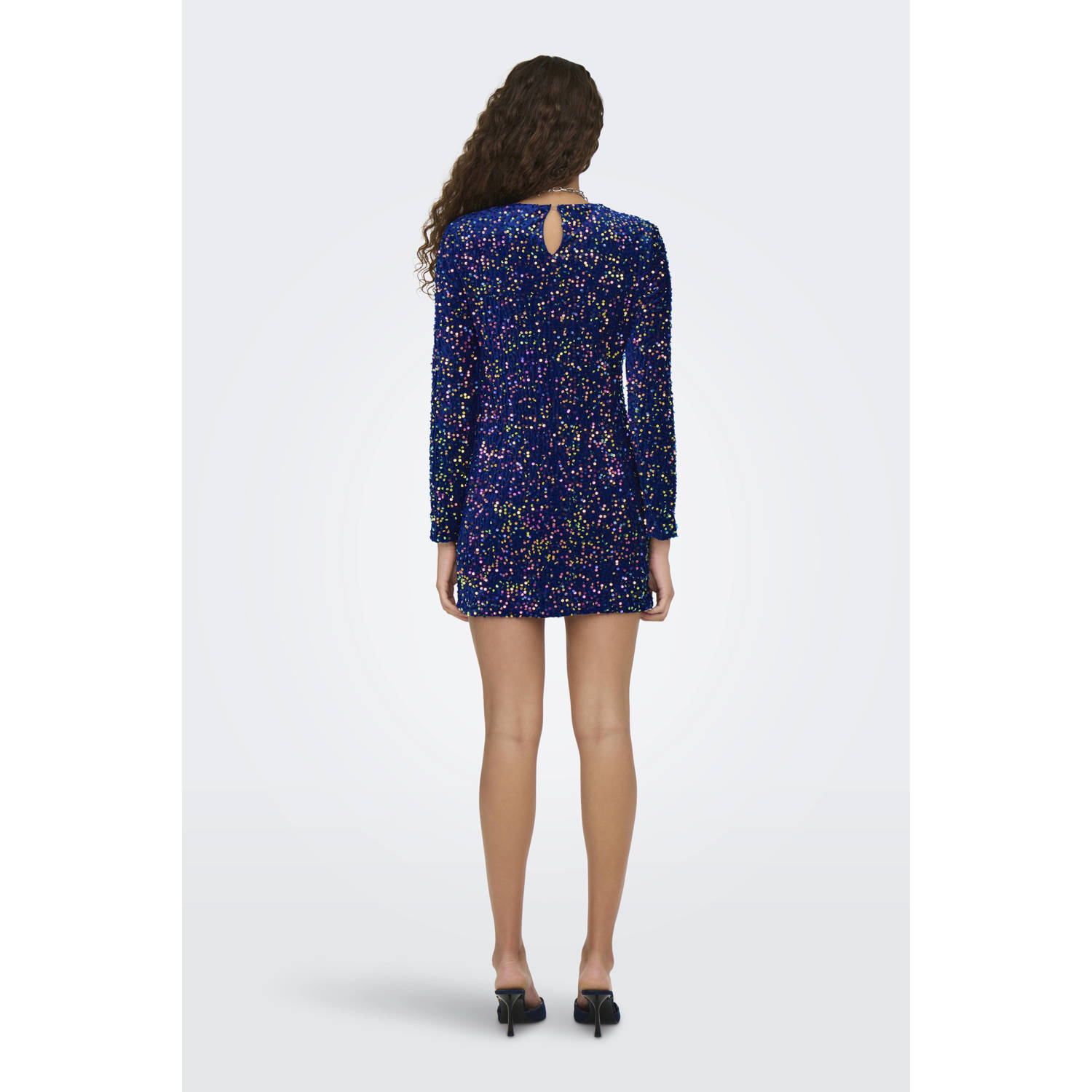 ONLY pailletten jurk ONLANIKA blauw multi