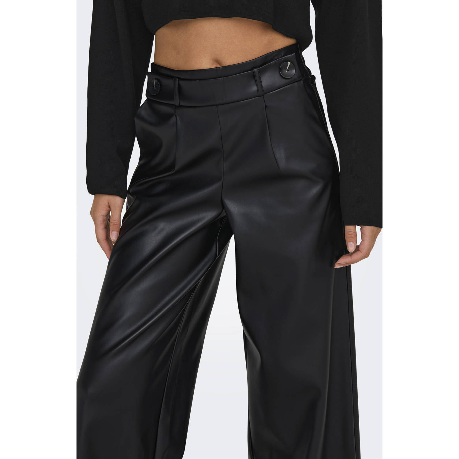 Only Zwarte polyester damesbroek Herfst Winter collectie Black Dames
