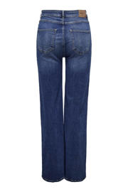 thumbnail: Dark blue denim dames ONLY high waist wide leg jeans dark blue van denim met rits- en knoopsluiting en effen