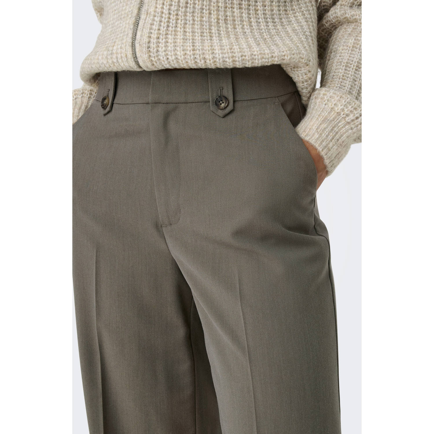 ONLY high waist wide leg pantalon ONLASHLEY bruin