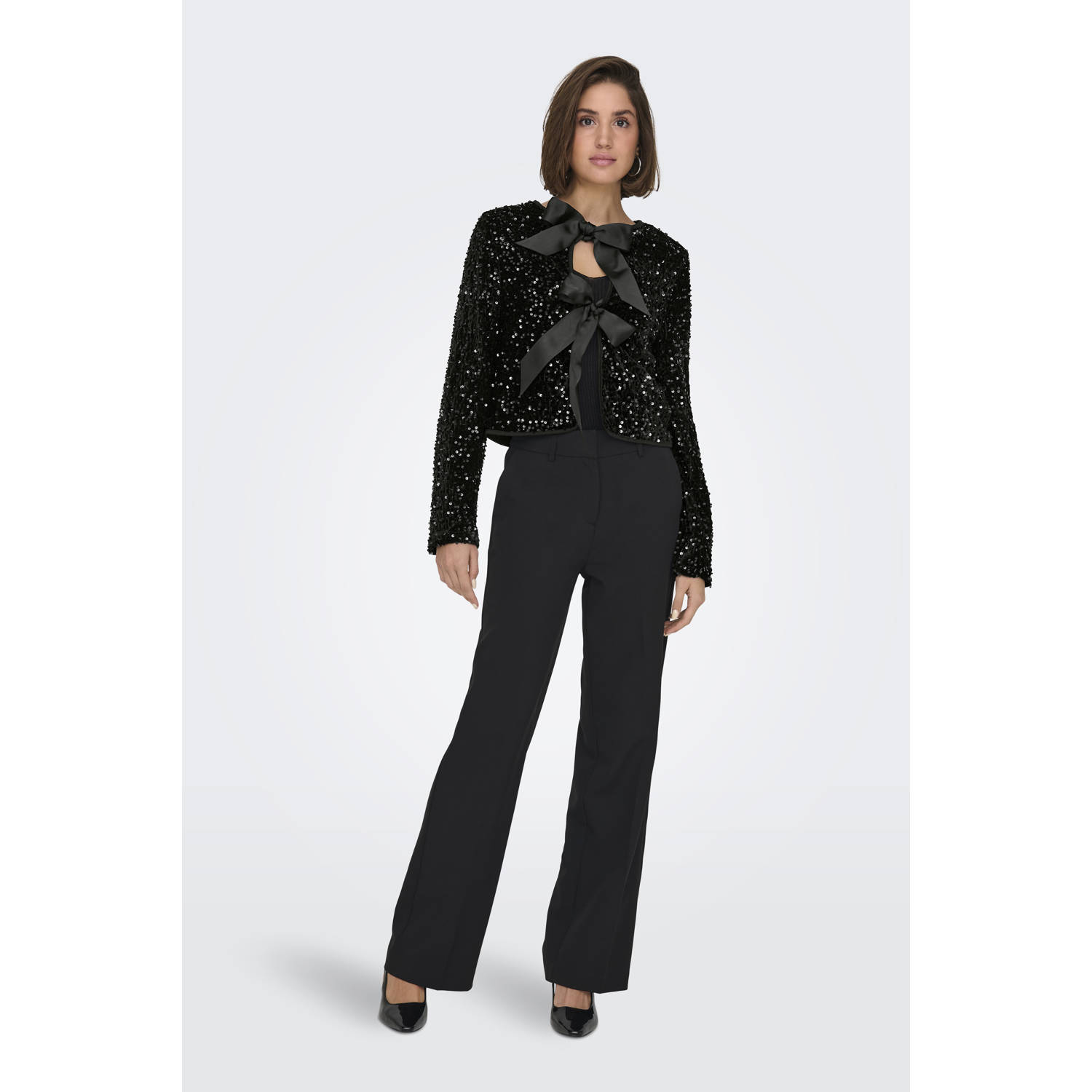 ONLY pailletten top ONLANIKA zwart