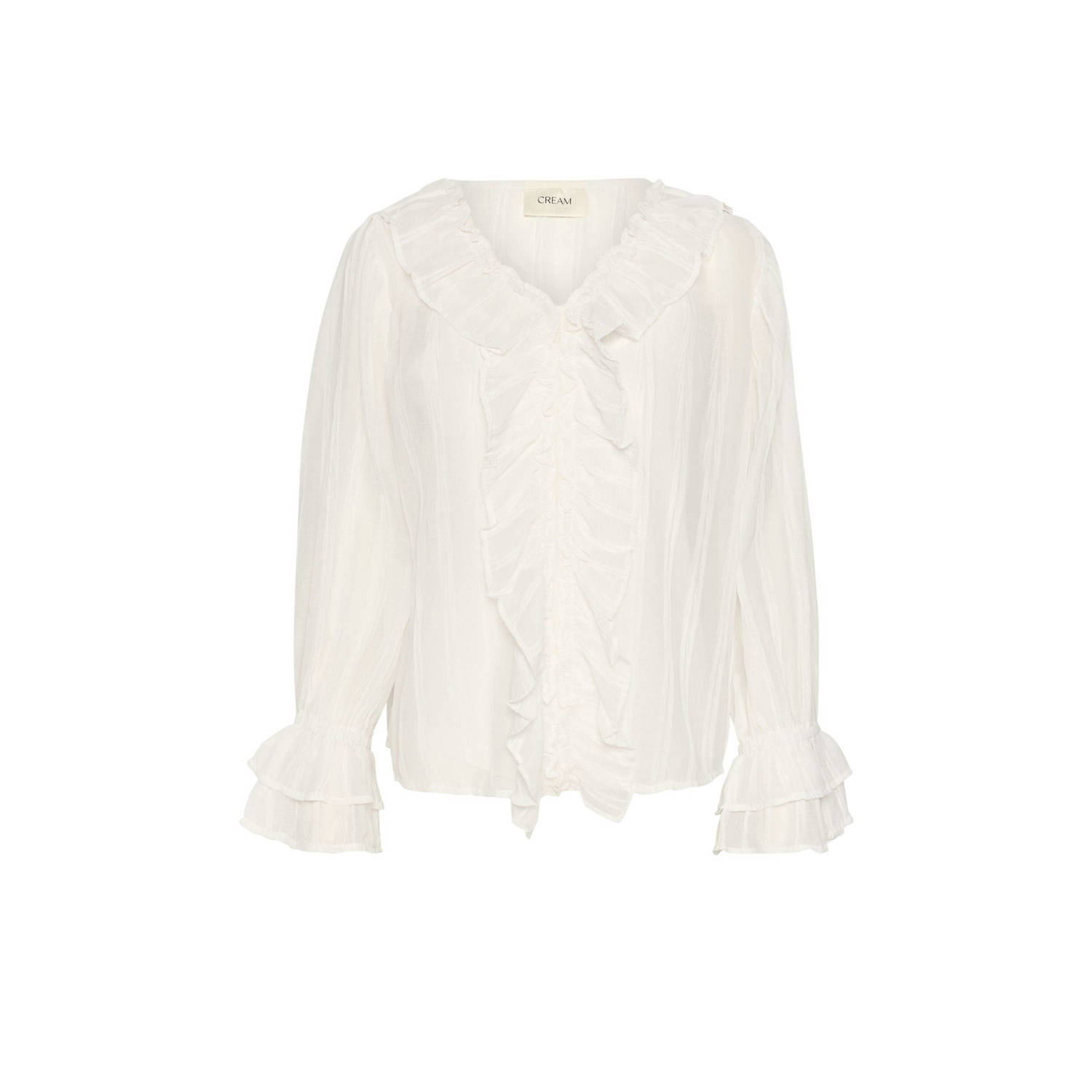 Cream Elegant Flounce Blouse Snow White Dames