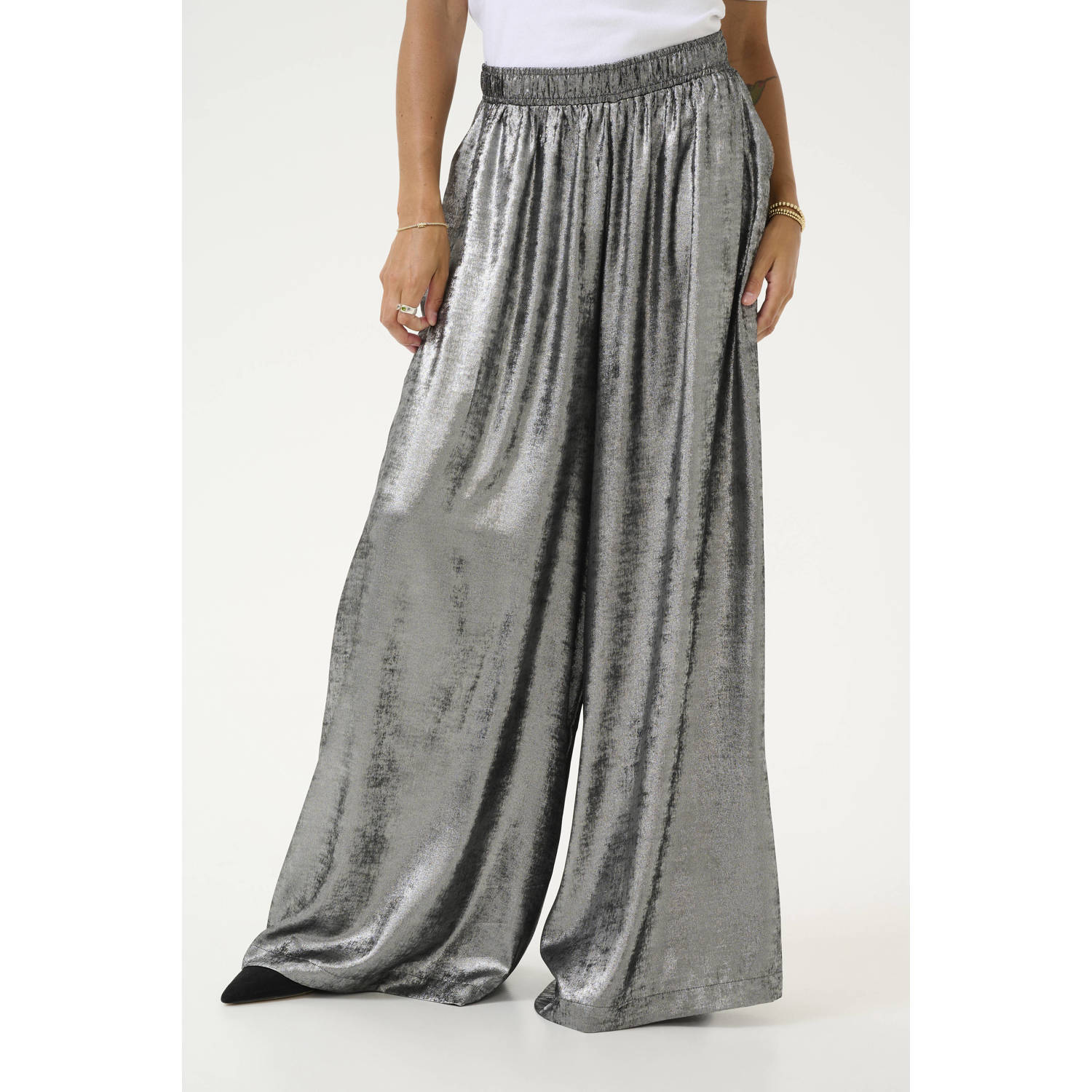 Kaffe Loose fit broek in metallic model 'lorina'