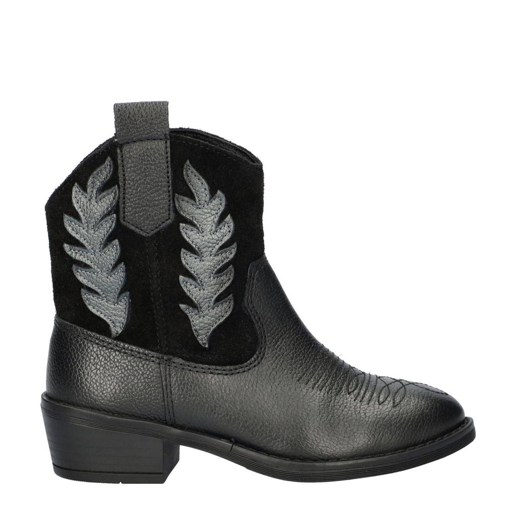 Zwarte meisjes Nelson Kids leren cowboylaarzen met ritssluiting