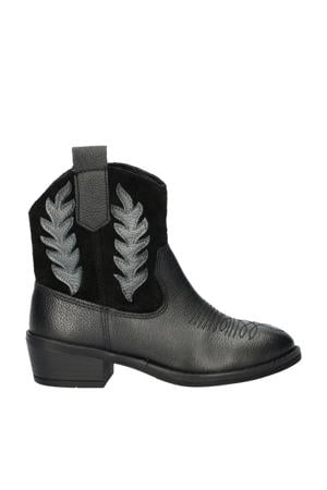 leren cowboylaarzen zwart
