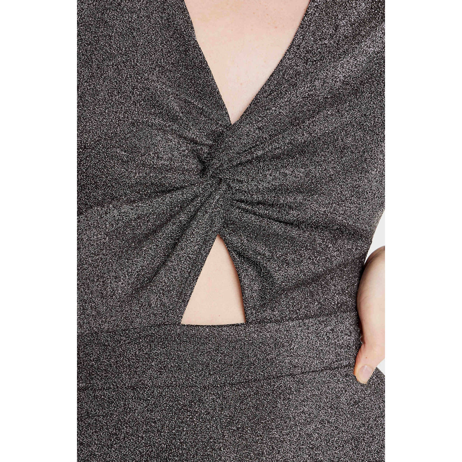 Cache jumpsuit met glitter zilver