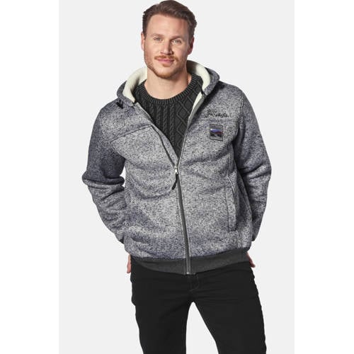 Jan Vanderstorm +FIT Collectie gemêleerd sweatvest MIKRIKSON Plus Size grijs afbeelding