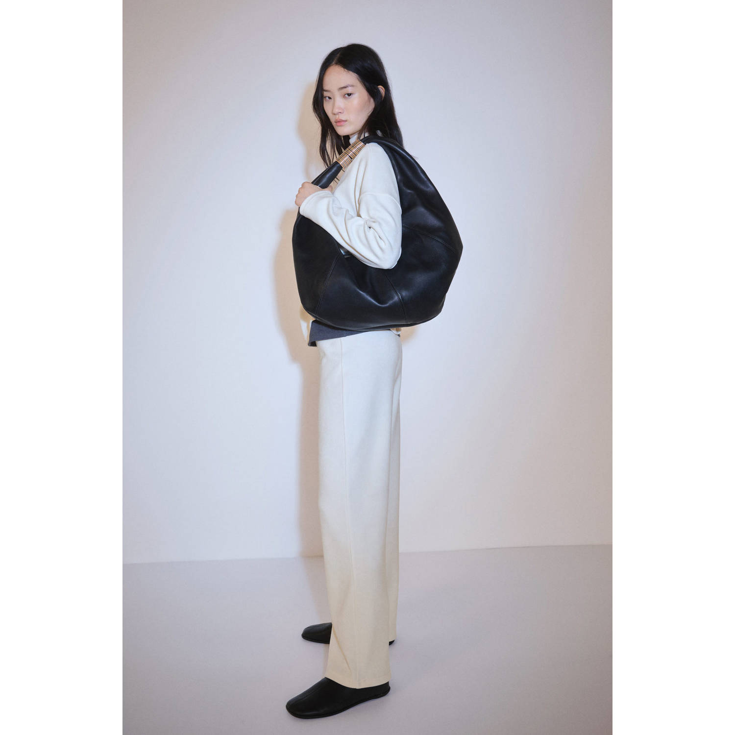 Mango corduroy straight fit broek ecru