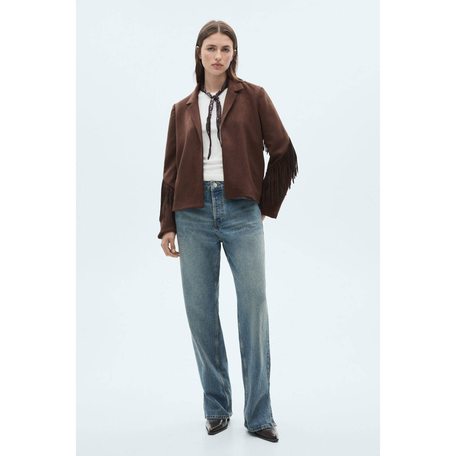 Mango imitatiesuède jasje bruin