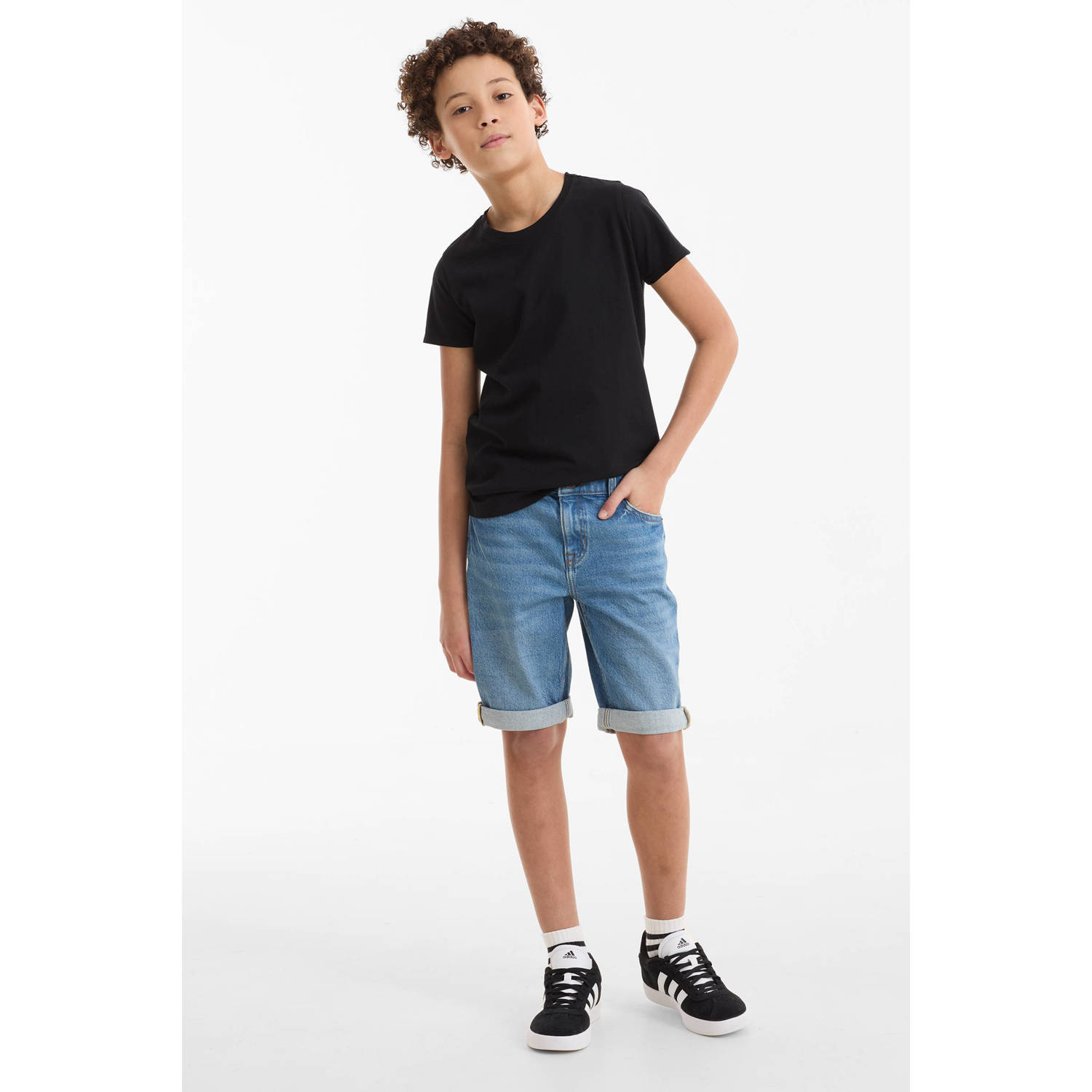 Anytime denim short blauw