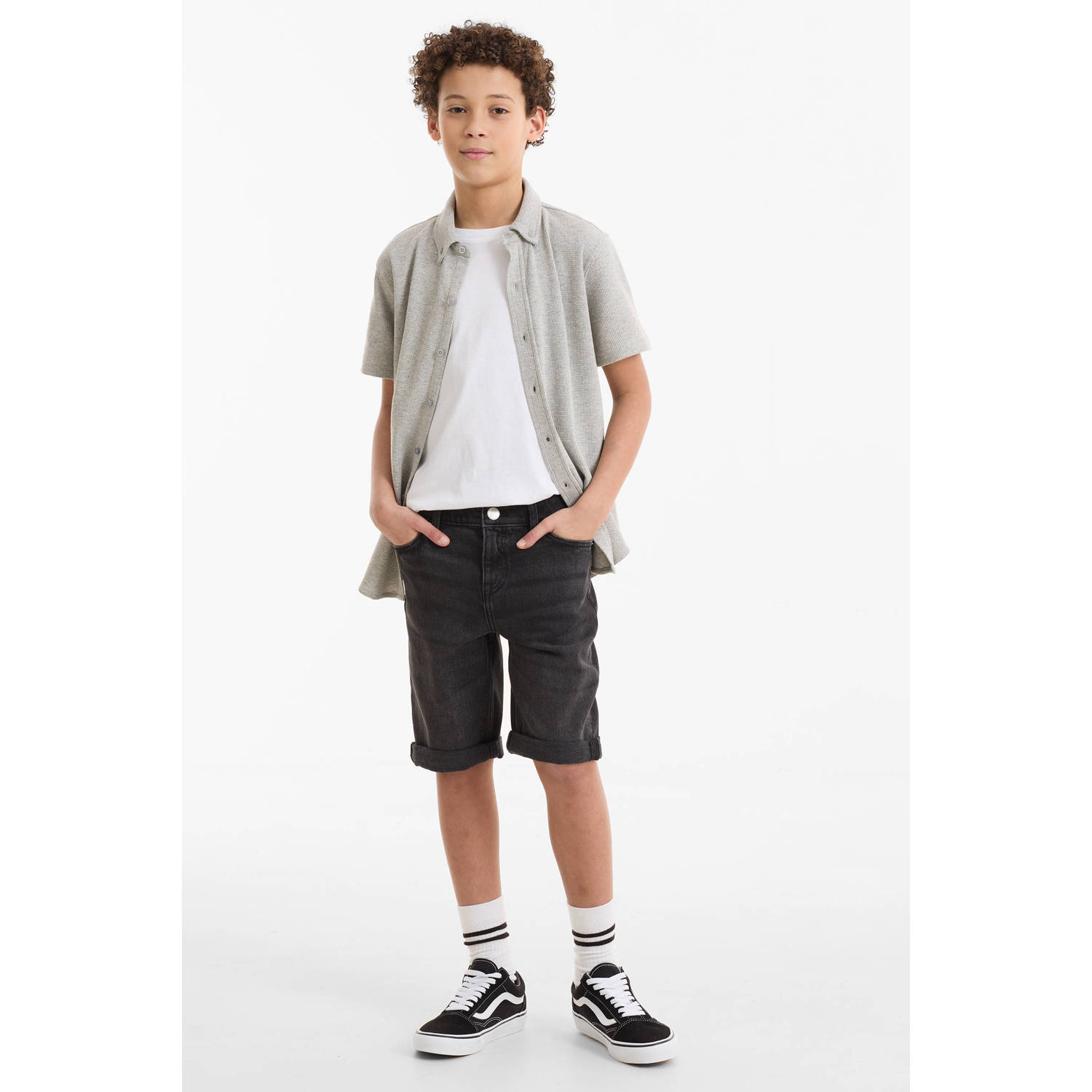 Anytime denim short donkergrijs