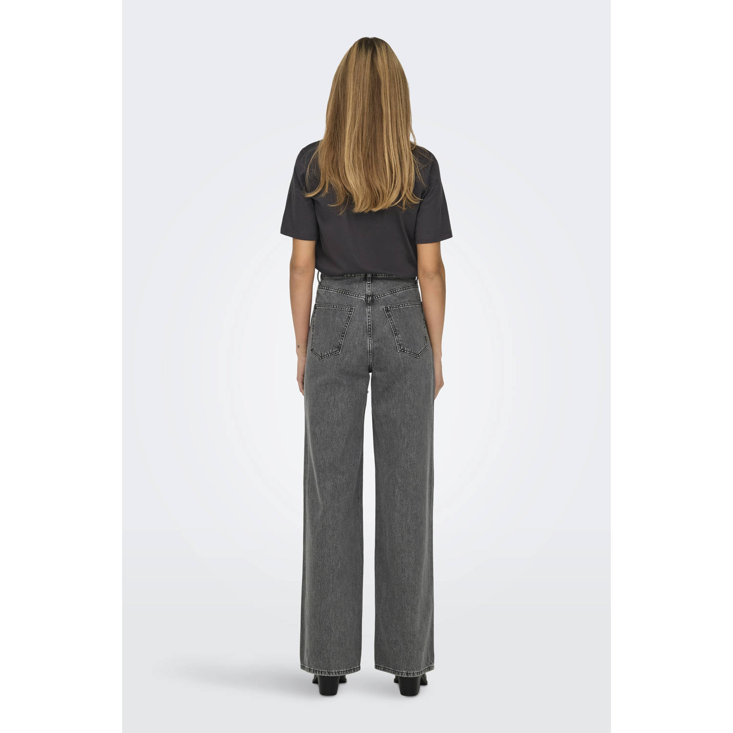 ONLY high waist wide leg jeans ONLHOPE grey denim
