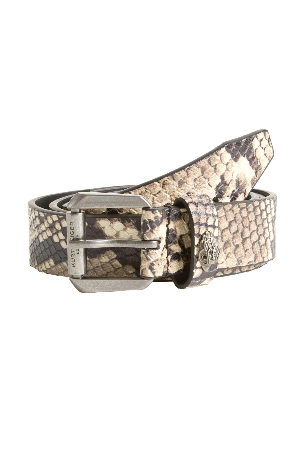 Kurt Geiger leren riem Kensington met slangenprint beige | wehkamp