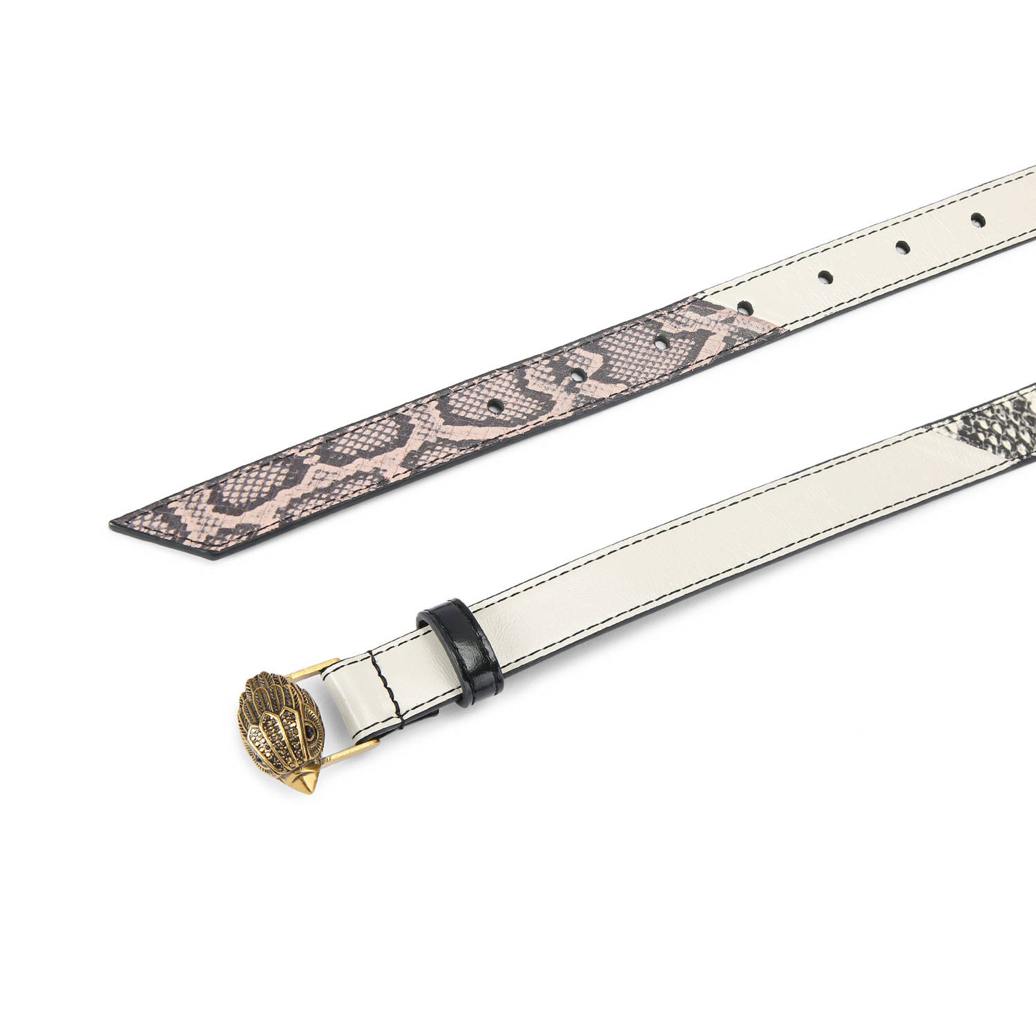 Kurt Geiger leren riem Eagle Belt met slangenprint wit grijs