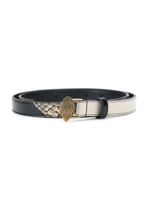 leren riem Eagle Belt met slangenprint wit/grijs