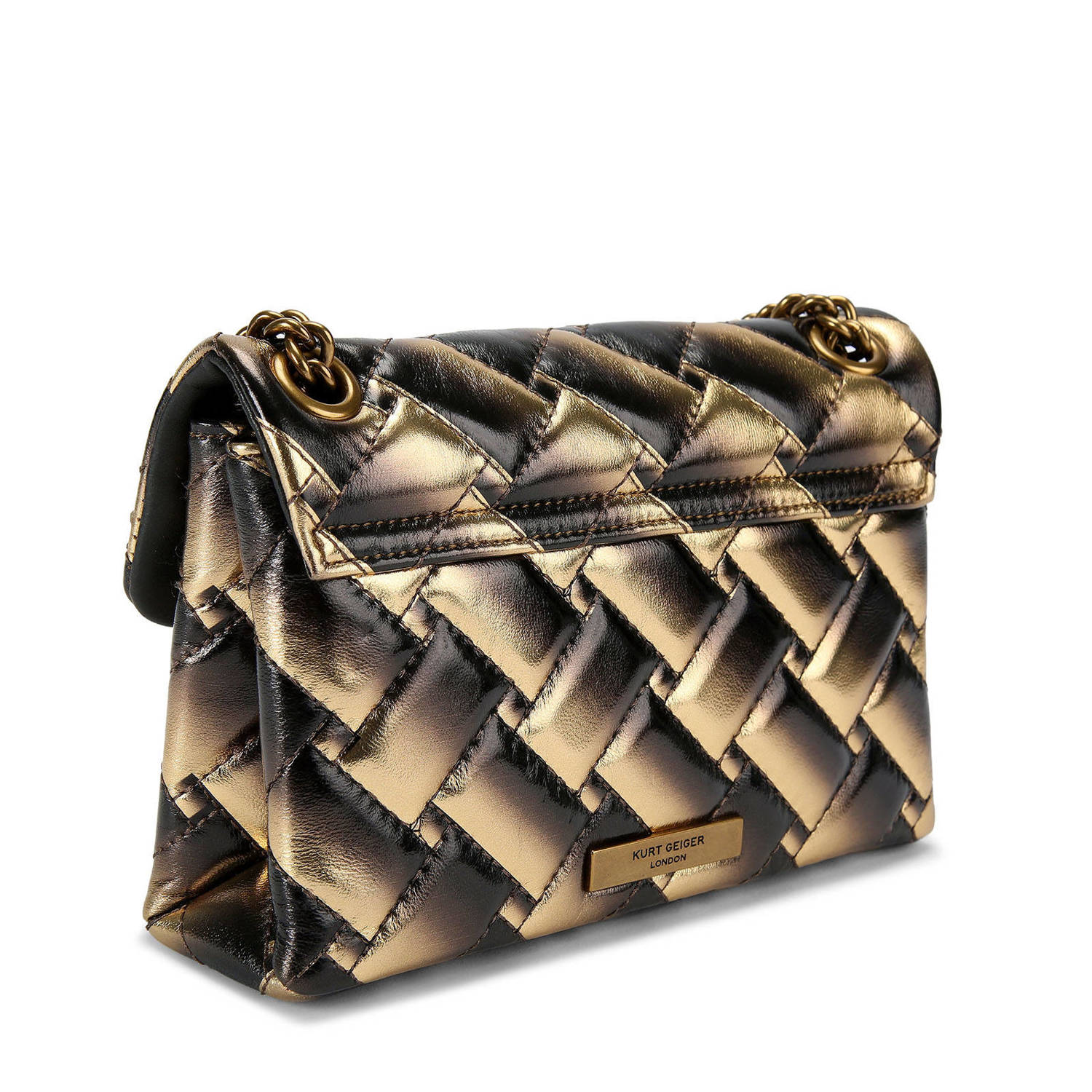 Kurt Geiger leren crossbody tas Mini Kensington goudkleurig zwart