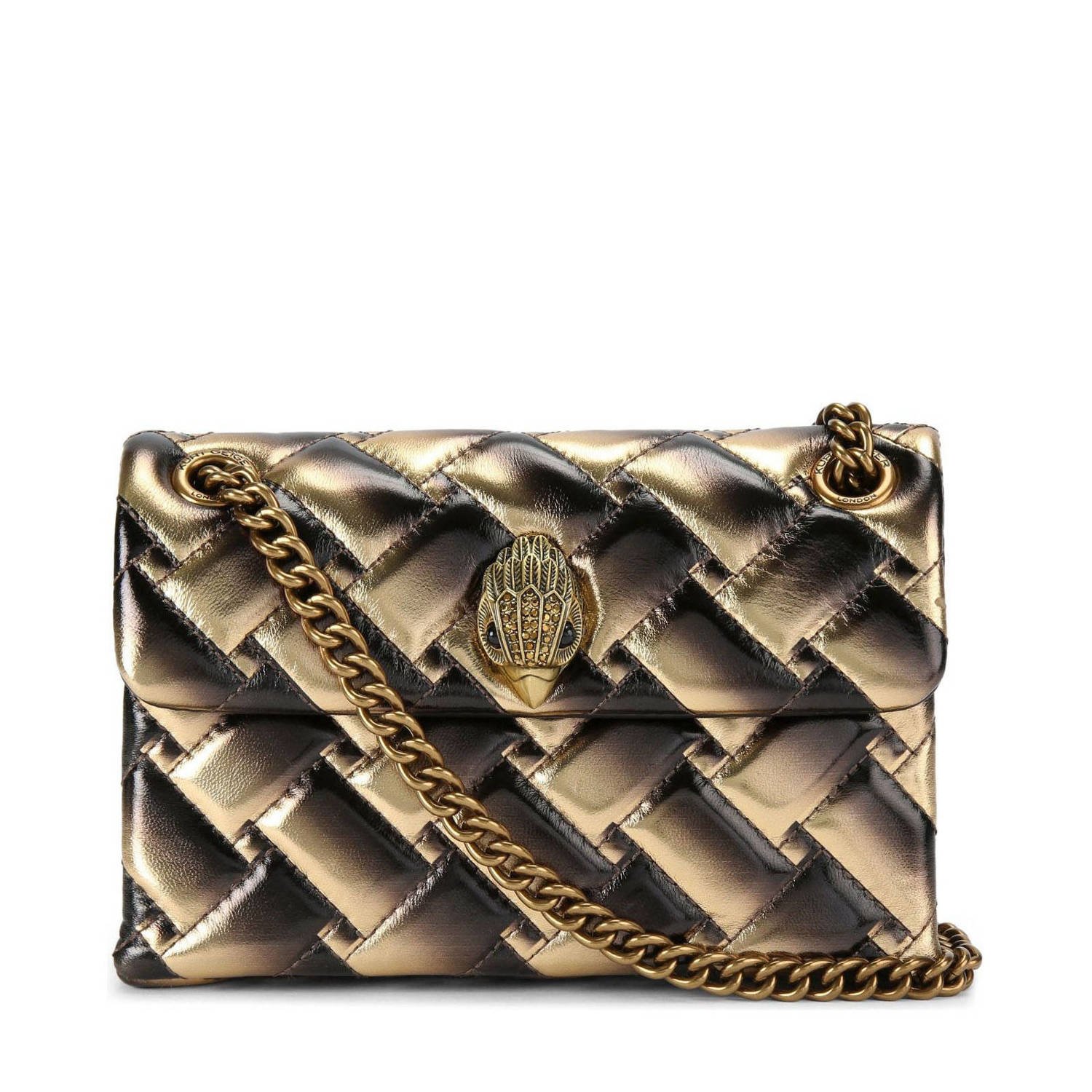 Kurt Geiger leren crossbody tas Mini Kensington goudkleurig zwart