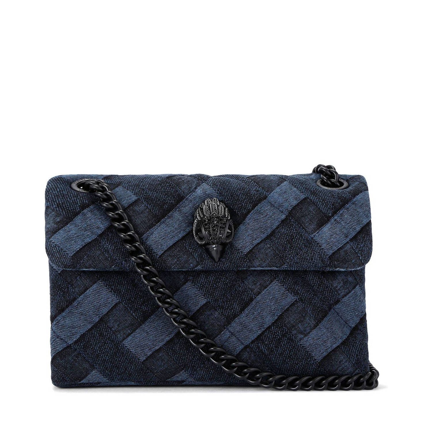 Kurt Geiger denim crossbody tas Mini Kensington donkerblauw