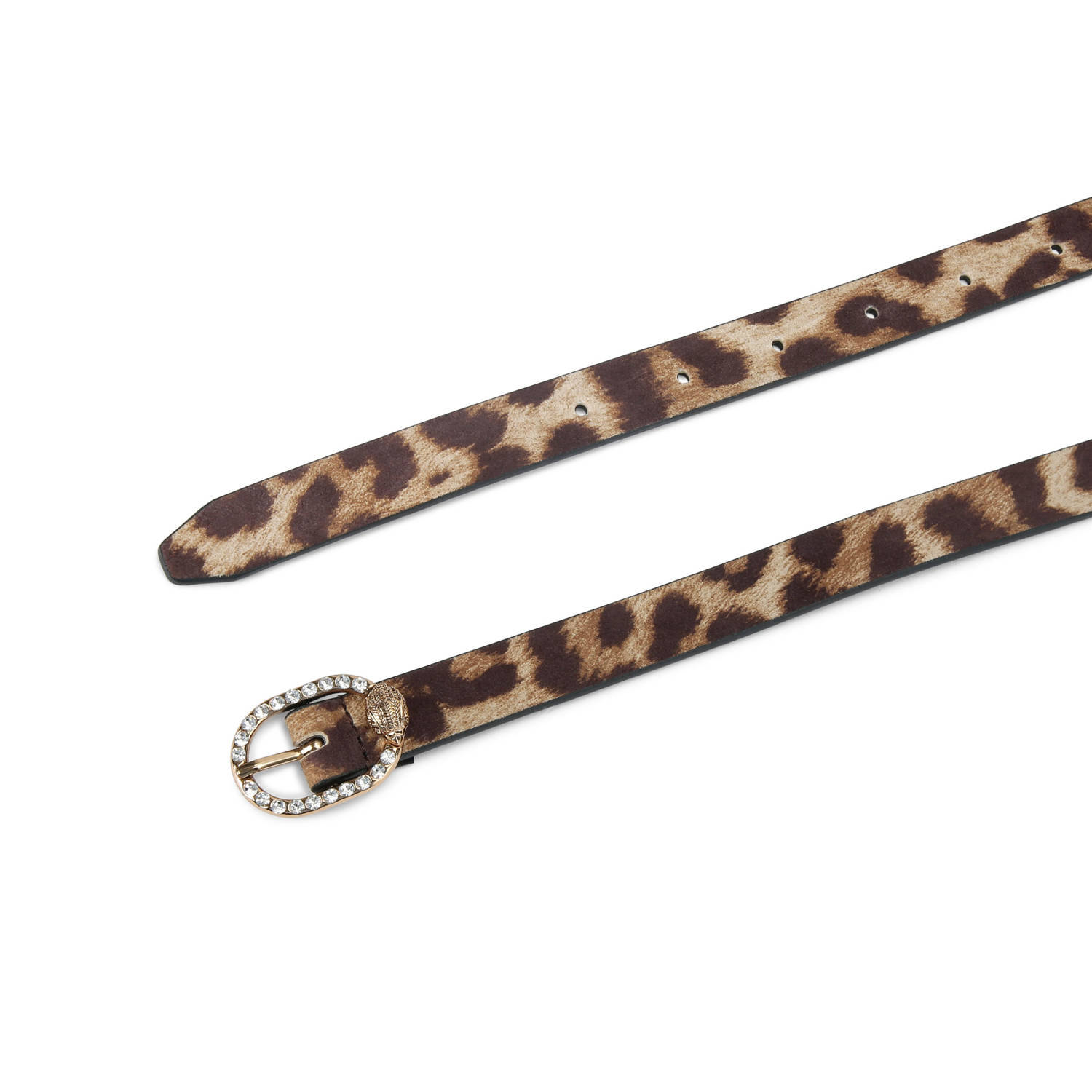 Kurt Geiger suede riem Mayfair met panterprint bruin