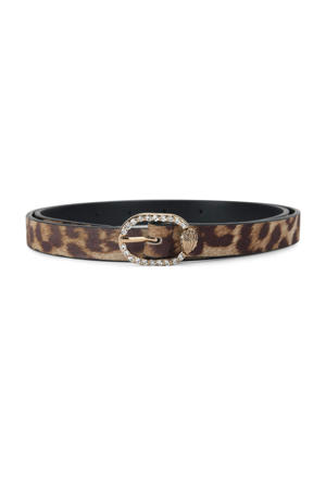 suede riem Mayfair met panterprint bruin