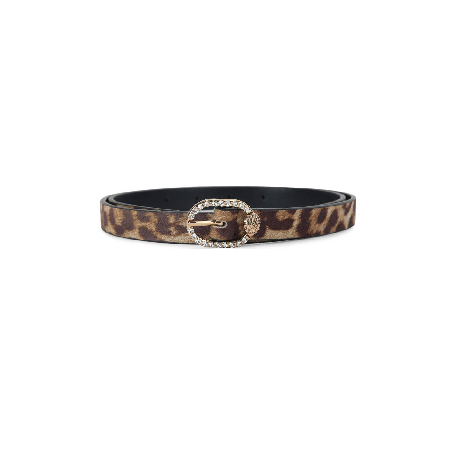 Kurt Geiger suede riem Mayfair met panterprint bruin