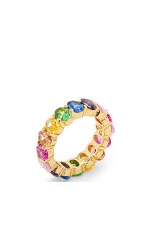 ring Oval Mix Band met strass goudkleurig