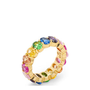 ring Oval Mix Band met strass goudkleurig
